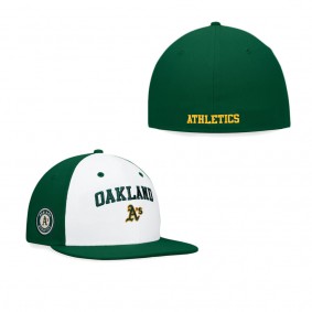 Men's Oakland Athletics White Green Iconic Color Blocked Fitted Hat