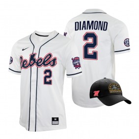 Ole Miss Rebels #2 Derek Diamond White 2022 College World Series Champions Free Hat Jersey