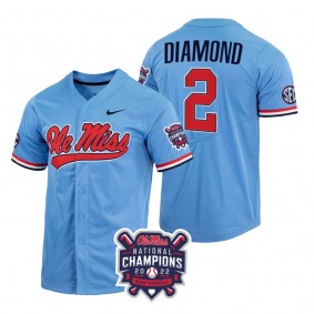 Ole Miss Rebels #2 Derek Diamond Blue 2022 College World Series Champions NCAA Baseball Jersey