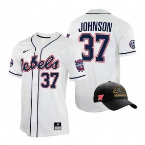 Ole Miss Rebels #37 Brandon Johnson White 2022 College World Series Champions Free Hat Jersey
