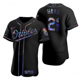 Baltimore Orioles Austin Hays Nike Black Authentic Holographic Golden Edition Jersey