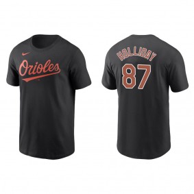Men's Baltimore Orioles Jackson Holliday Black Name & Number T-Shirt