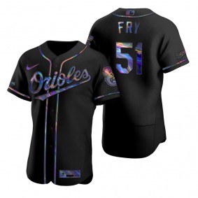 Baltimore Orioles Paul Fry Nike Black Authentic Holographic Golden Edition Jersey