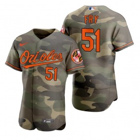 Baltimore Orioles Paul Fry Camo Authentic 2021 Armed Forces Day Jersey