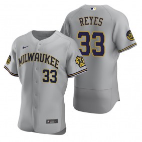 Men's Milwaukee Brewers Pablo Reyes Nike Gray Authentic Road Jersey