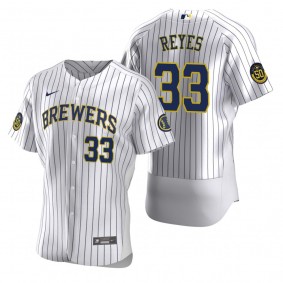 Men's Milwaukee Brewers Pablo Reyes Nike White Authentic Home Jersey