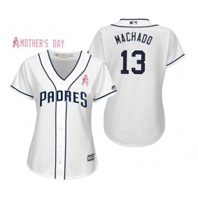 2019 Mother's Day Manny Machado San Diego Padres White Jersey