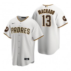 San Diego Padres Manny Machado Replica White Motorola Patch Jersey