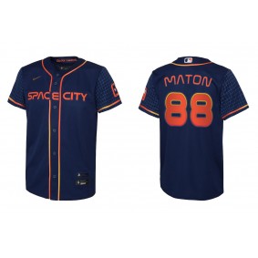 Youth Houston Astros Phil Maton Navy 2022 City Connect Replica Jersey