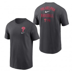 Men's Philadelphia Phillies Nike Charcoal Logo Sketch Bar T-Shirt