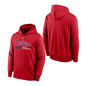 Men's Philadelphia Phillies Nike Red 2023 Postseason Authentic Collection Dugout Performance Pullover Hoodie