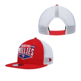 Men's Philadelphia Phillies Red White Base Trucker 9FIFTY Snapback Hat