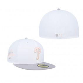 Men's Philadelphia Phillies White Gray 1993 World Series Side Patch Peach Undervisor 59FIFTY Fitted Hat