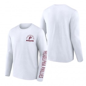 Men's Philadelphia Phillies Fanatics Branded White Pressbox Long Sleeve T-Shirt