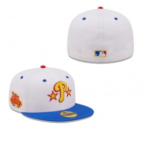 Men's Philadelphia Phillies White Royal 2008 World Series Champions Cherry Lolli 59FIFTY Fitted Hat