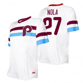 Aaron Nola Philadelphia Phillies Stitches White Cooperstown Collection V-Neck Jersey