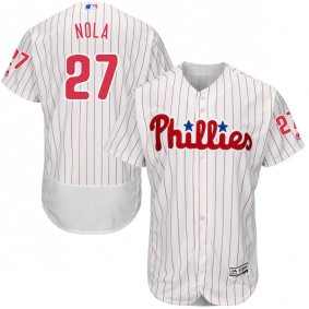 Male Philadelphia Phillies #27 Aaron Nola White Flexbase Collection Jersey