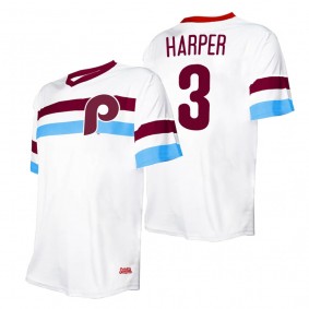 Bryce Harper Philadelphia Phillies Stitches White Cooperstown Collection V-Neck Jersey