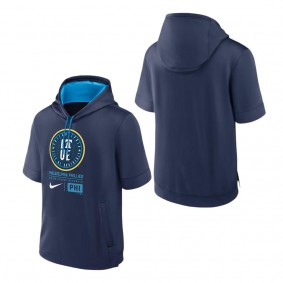 Men's Philadelphia Phillies Navy 2024 City Connect Colorblocked Short Sleeve Pullover Hoodie