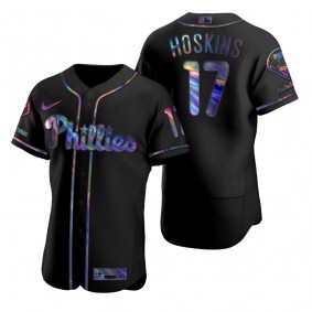 Philadelphia Phillies Rhys Hoskins Nike Black Authentic Holographic Golden Edition Jersey