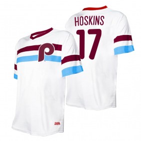 Rhys Hoskins Philadelphia Phillies Stitches White Cooperstown Collection V-Neck Jersey