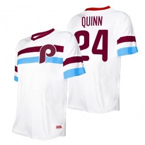 Roman Quinn Philadelphia Phillies Stitches White Cooperstown Collection V-Neck Jersey
