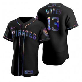 Pittsburgh Pirates Ke'Bryan Hayes Nike Black Authentic Holographic Golden Edition Jersey