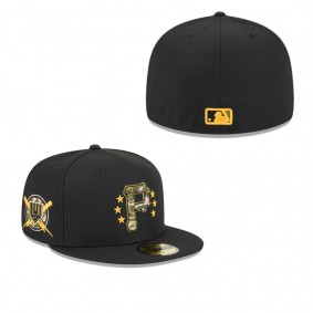 Men's Pittsburgh Pirates Black 2024 Armed Forces Day On-Field 59FIFTY Fitted Hat