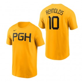 Men's Pittsburgh Pirates Bryan Reynolds Gold 2023 City Connect Name & Number T-Shirt