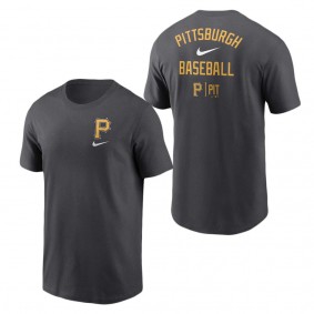 Men's Pittsburgh Pirates Nike Charcoal Logo Sketch Bar T-Shirt