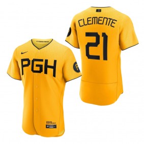 Men's Pittsburgh Pirates Roberto Clemente Gold 2023 City Connect Authentic Player Jersey