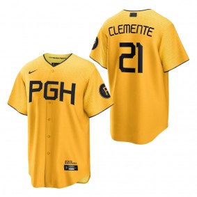 Men's Pittsburgh Pirates Roberto Clemente Gold 2023 City Connect Replica Player Jersey
