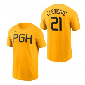 Men's Pittsburgh Pirates Roberto Clemente Gold 2023 City Connect Name & Number T-Shirt