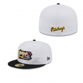 Men's Pittsburgh Pirates White Black State 59FIFTY Fitted Hat