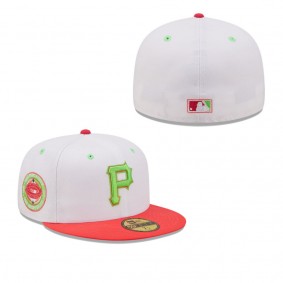 Men's Pittsburgh Pirates White Coral Final Season at Three Rivers Stadium Strawberry Lolli 59FIFTY Fitted Hat