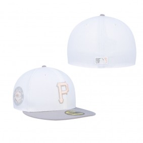 Men's Pittsburgh Pirates White Gray Three Rivers Stadium 30th Anniversary Side Patch Peach Undervisor 59FIFTY Fitted Hat