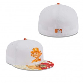 Men's Pittsburgh Pirates White Orange Flamingo 59FIFTY Fitted Hat