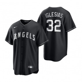Los Angeles Angels Raisel Iglesias Nike Black White 2021 All Black Fashion Replica Jersey