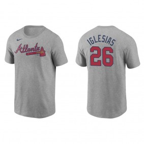 Braves Raisel Iglesias Gray Name & Number T-Shirt