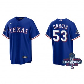 Men's Texas Rangers Adolis Garcia Royal 2023 World Series Champions Replica Jersey