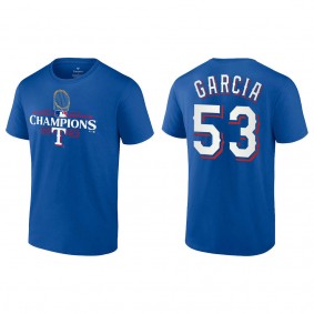 Men's Texas Rangers Adolis Garcia Royal 2023 World Series Champions T-Shirt