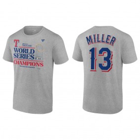 Men's Texas Rangers Brad Miller Gray 2023 World Series Champions T-Shirt