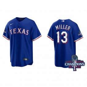 Men's Texas Rangers Brad Miller Royal 2023 World Series Champions Replica Jersey