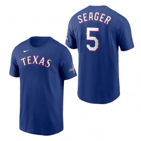 Men's Texas Rangers Corey Seager Nike Royal 2023 World Series Champions Name & Number T-Shirt