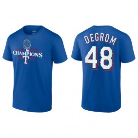 Men's Texas Rangers Jacob deGrom Royal 2023 World Series Champions T-Shirt