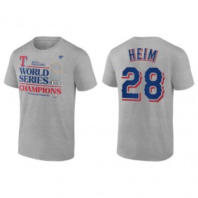 Men's Texas Rangers Jonah Heim Gray 2023 World Series Champions T-Shirt