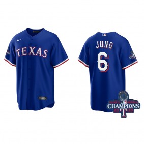 Men's Texas Rangers Josh Jung Royal 2023 World Series Champions Replica Jersey