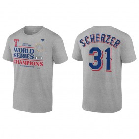 Men's Texas Rangers Max Scherzer Gray 2023 World Series Champions T-Shirt