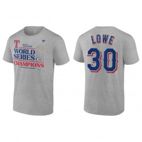 Men's Texas Rangers Nathaniel Lowe Gray 2023 World Series Champions T-Shirt