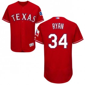 Male Texas Rangers #34 Nolan Ryan Scarlet Flexbase Collection Jersey